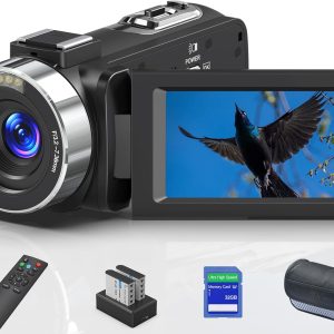 8K 64MP Video Camera 18X Digital Camcorder Video Camera for YouTube 3.0 inch Flip Screen Camcorder Vlogging Camera with 32GB SD Card, 2.4G Remote Control, Two Batteries and External Mic