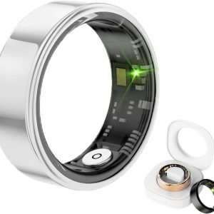 Smart Ring Health Tracker, Sleep Tracker Ring with Heart Rate, Waterproof Fitness Ring for Activity Monitoring/Steps/Distance/Calories, Air Gestures, Up to 7-Day Battery, for iOS Android (Black,#11)